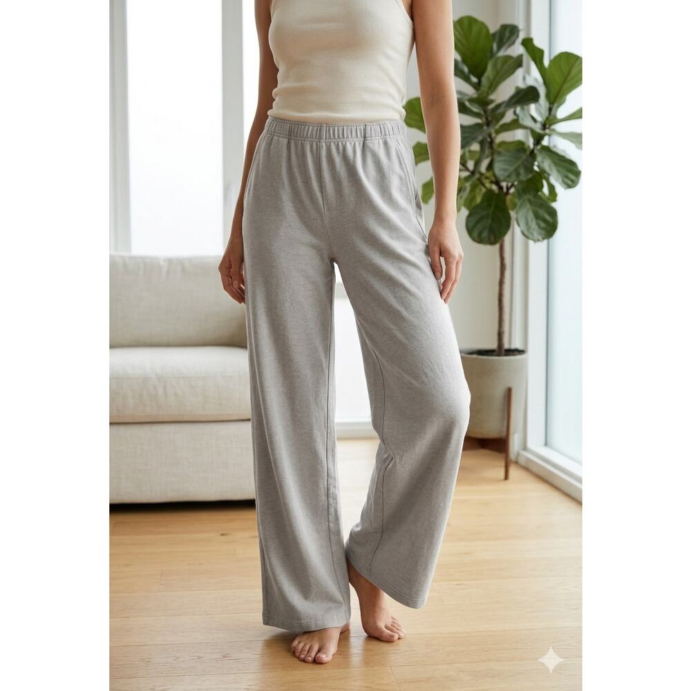 Hanro of Switzerland 5981 Natural Living Organic Cotton Wide Leg Lounge Pants M